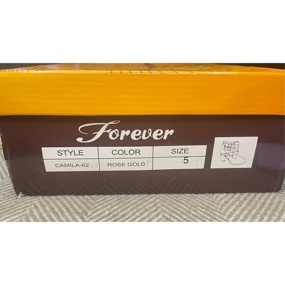 Forever Women's 3 Buckle Ankle Boots, Camila-62, Rose Gold, Block Heel , size 5M - Picture 7 of 7